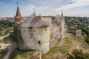 Old castle view of Kamenec-Podolskiy city, Ukraine