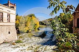 Old castle in the village of kotor country. water mill, water power plant, Hess, Potocki mill, old building, river