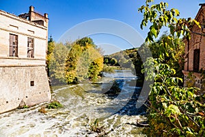 Old castle in the village of kotor country. water mill, water power plant, Hess, Potocki mill, old building, river