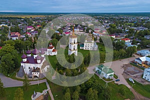 Old Cathedral Square aerial photography. Kargopol, Russia