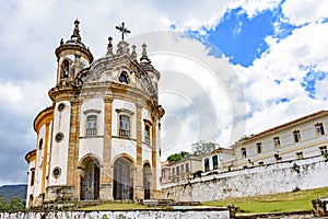 Old catholic church of the 18th century in colonial style