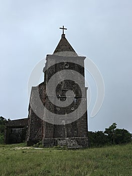 Old catholic church at Bokor mountain, Cambodia