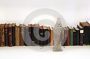 Old Catholic Church Books and Statue of Mary