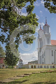 Old, catholic church in little Latvia town Dviete
