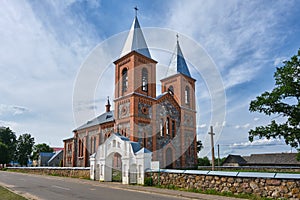 Old catholic church of Saints Simeon and Tadeusz in Lazduny, Grodno region, Belarus