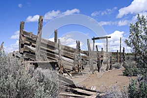 Old Cattle Chute in Central Oregon Desert photo