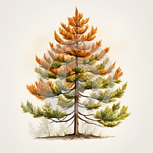 High-detail Watercolor Lider Balsa Tree Illustration In Light Orange And Dark Amber photo