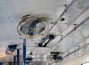 Old ceiling fan on the bus