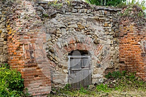 An old cellar of bricks and stones on the territory of the estate Gorodnya Galician nobles near Kaluga photo