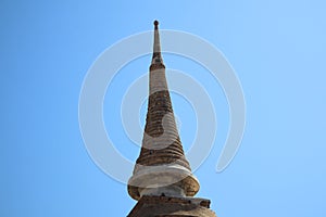 Old cement pagoda in Thai temple, beautiful sky background  Outdoor objects, Buddhism