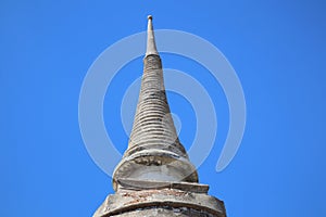 Old cement pagoda in Thai temple, beautiful sky background  Outdoor objects, Buddhism