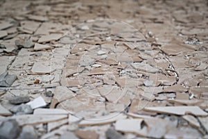 Old cement tiles were broken to prepare for renovation