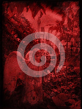 Old cemetery angel sculpture