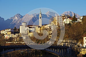 The old center of Belluno among the Dolomites.