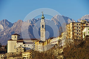 The old center of Belluno among the Dolomites.