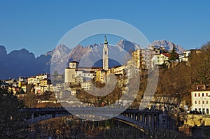 The old center of Belluno among the Dolomites.