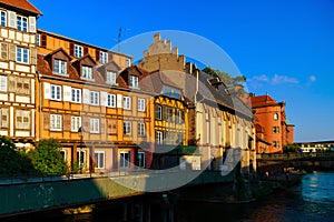 Old center of Strasbourg. Typical alsacien houses on the river.