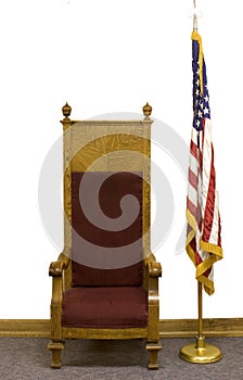 Old chair and US Flag.