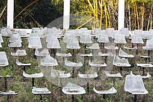 old chairs in busy theater