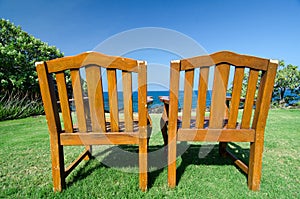 Old chairs on the northern end of Kaunaoa beach