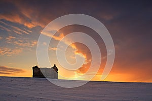 Old chapel Interestingly during sunset in winter