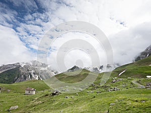 Old chapel near col de vars in french alps of haute provence