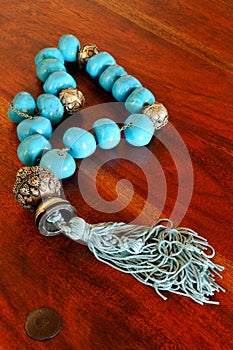 Old chaplet with turquoise beads photo