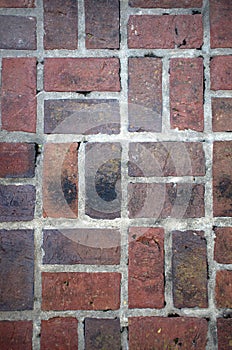 old checkerboard brick pathway, nostalgic brick path