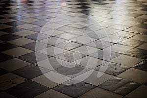 Old checkered marble floor texture
