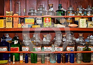 Old Chemist display of medicine bottles