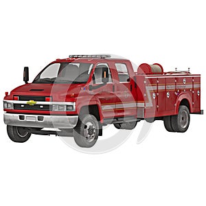 Old Chevrolet Fire Department Truck on white 3D Illustration