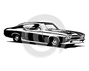 old chevy camaro car logo. view from side isolated white background.