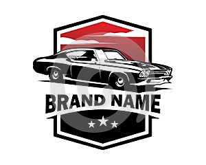 old chevy camaro car logo. view from side isolated white background.