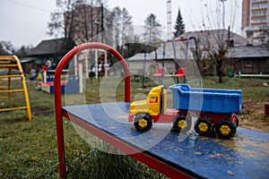 Old children`s playground in Russia