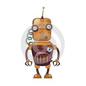 Old childrens toy robot with spring and antenna