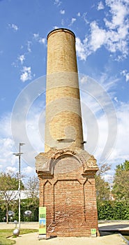 Old chimney in gardens of Pueblo Nuevo, Barcelona