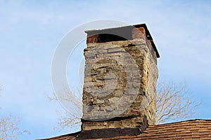 Old chimney on historic house circa 1724 Clinton CT