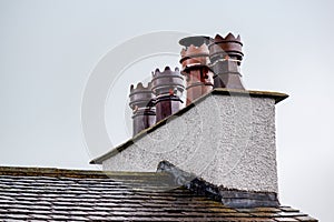 Old chimney pot on chimney in York