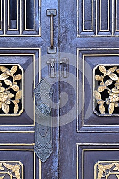 Old chinese door decoration. photo