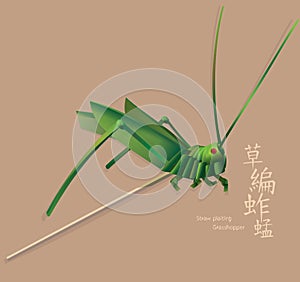 Old Chinese kid`s toy: Straw plaiting grasshopper