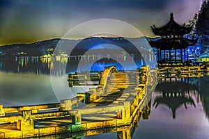 Old Chinese Pagoda West Lake Reflection Hangzhou Zhejiang China