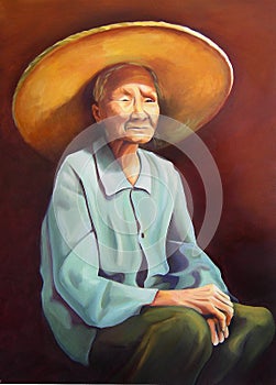 Old Chinese women with a hat