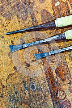 Old chisels in Workbench