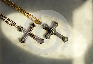 Two decorated christian crosses