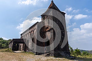 Old church abandoned in the middle of the field, Bokor national park