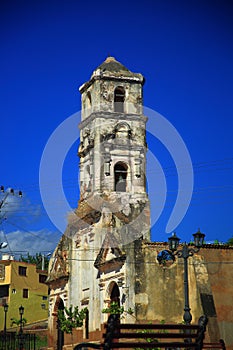The old church against the blue sky. Trinidad, Cuba