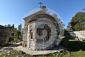 An old church at the Black Sea resort town of Pitsunda in the Republic of Abkhazia