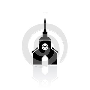 Old church building vector icon photo
