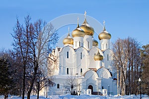Old church of the city of Yaroslavl in winter