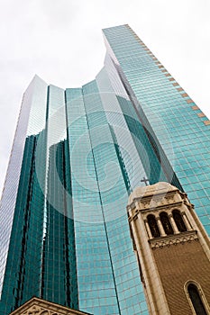 Old Church Contrast Against Modern Building